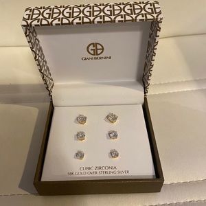 Stud diamond 18K Gold over SterlingSilver earring